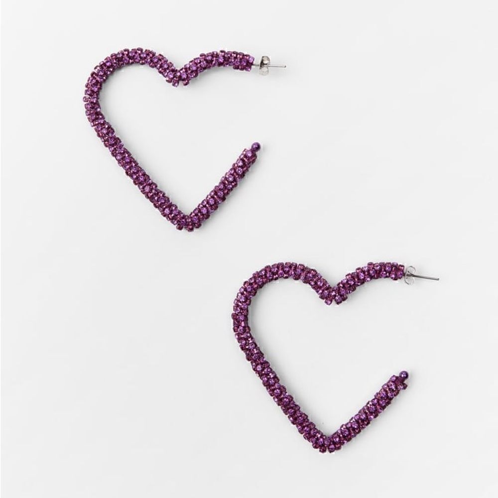 ZARA RHINESTONE HEART EARRINGS BARBIE BARBIECORE